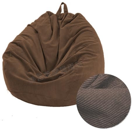 Treer Sitzsack ohne Füllung Lazy Lounger Bean Bag Chair Cover, Einfarbig Cord Sitzsäcke Sitzsackbezug, Spielzeug Aufbewahrung Sitzkissen für Kinder & Erwachsene (100x120 cm,Braun)