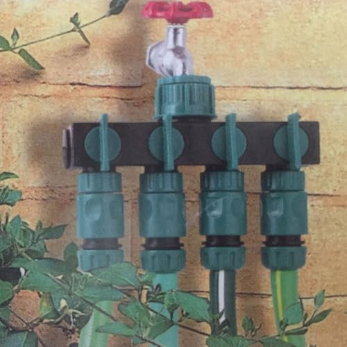 Expande el grifo de manguera de jardín a 4 enchufes con distribuidor de 4 vías, adecuado para diferentes escenarios
