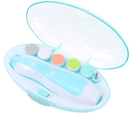 YAIYEFU 6 in 1 Electric Baby Nail File,Baby Nail Trimmer Baby Nail File Clipper with Led Light and Grinding Heads for New Born Infant Toddlers Adults (Blue)