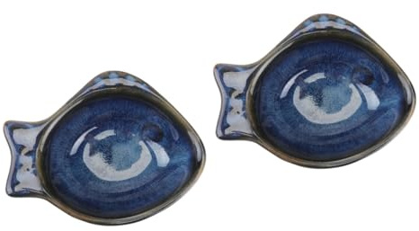 LIOOBO - Piatti in Ceramica a Forma Di Pesce - Ideali Per Salsa Condimenti e Aperitivi Eleganti e Colorati Per Casa e Ristorante Blu