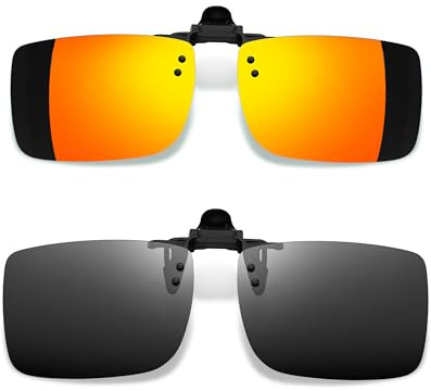 Joopin Clip-on-solglasögon 2-pack över vanliga glasögon Polariserade UV400 | rektangulära uppfällbara solglasögon UV-skydd för kvinnor och män