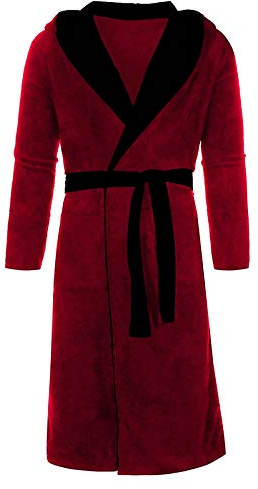 Fulidngzg Accappatoio Uomo Spugna Nido d'Ape con Cappuccio Maniche Lunghe e Cintura Regolabile Vestaglia Uomo Invernale in Pile Pesante Caldo da Camera Kimono Giapponese per Doccia Piscina,Rosso,5XL