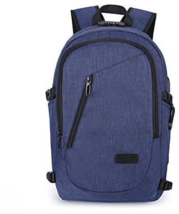 Stöldskyddsryggsäck, 35L Daypack-ryggsäck med USB-laddningsport hörlursgränssnitt och lösenordsblockering, vattentät dagväska 32–16 tum (blå)