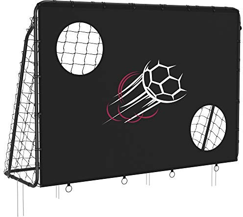SONGMICS Fußballtor, mit Torwand, ‎215 x 150 x 76 cm, schnelle Montage, Garten, Park, Strand, Metallrohre und PE-Netz, schwarz SZQ215B02