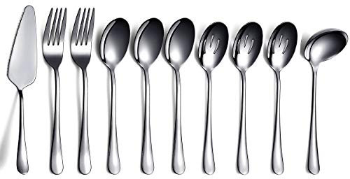 Set di Posate da Portata Nere Da 10 Pezzi, Set Di Utensili Da Portata in Acciaio Inossidabile, Cucchiaio Da Portata Con Intaglio, Cucchiaio Da Portata, Pala Da Portata, Forchetta Da Portata, Mestolo
