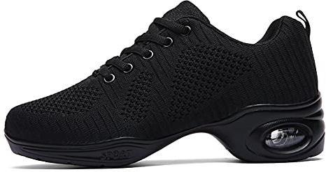 RUYBOZRY Zapatillas de Baile Jazz Mujer Suela Dividida Zapatillas de Paseo con Cordones,Modelo XLFZ1902,Black,EU40