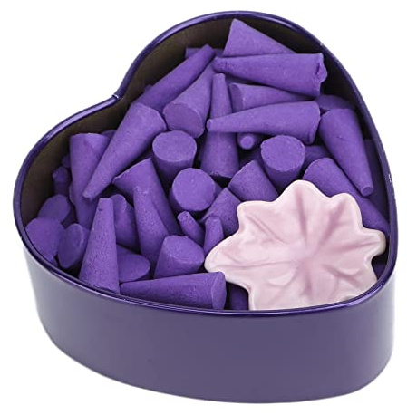 Cono di incenso di riflusso, cono di incenso artigianato tradizionale per uso domestico Fragranza forte per uomo per sala yoga per camera letto(Lavanda viola intenso)