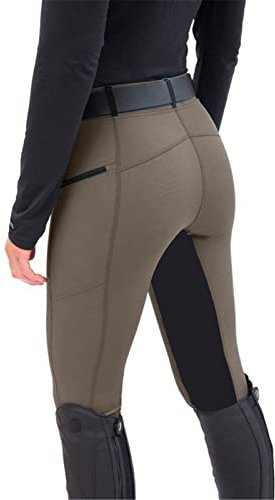 nicticsi Damen Mode Reiterhosen Slim Fit Elastische Splice Reiterhosen Casual Leggings Sport Hohe Taille Reithose Reitsport Trainingshose A Khaki M