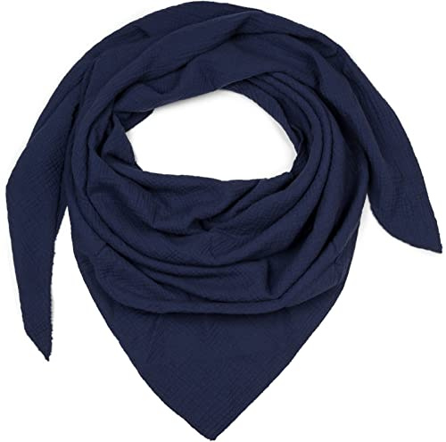 styleBREAKER Foulard triangulaire femme en mousseline de coton unie | Écharpe XXL 196x84 cm, fabriqué en Italie, 100% fibres naturelles, respirant, léger, idéal printemps et été.