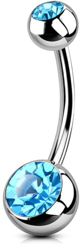 OUFER Body Piercing Ombelico in Titanio 14G/1.6mm Barra per Ombelico Filettatura Esterna 10/12/14/16mm Gioielli Ipoallergenici per Donne e Uomini Ideale per Pelli Sensibili
