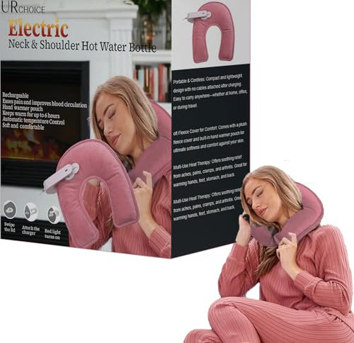 UR CHOICE Rechargeable Electric Hot Water Bottle | U-Shape Neck Heat Pad | Soft & Fast Heating Hand Warmer | Ideal for Pain Relief & Massage | Cozy Pink