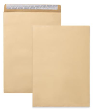 Kiperline 50x Briefumschlag DIN C4 Braun 229×324 mm 90g Großer Fensterloser Briefumschlag mit gerader Versiegelung und Haftklebung