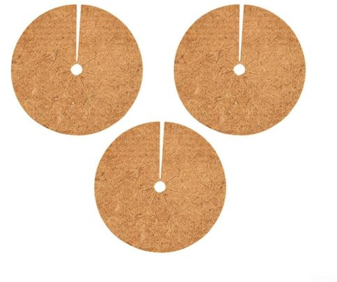 Lot de 3 disques de paillage en fibres de noix de coco pour tapis de protection des arbres à anneaux, tapis de protection des plantes (37 cm)
