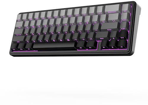 EPOMAKER x Aula F65 Tastiera Meccanica Wireless, Guarnizione per Tastiera da Gioco Personalizzata con Hot-Swap, RGB, Bluetooth/2,4 GHz/USB-C, Pre-lubed Linear Switches (Ombre Black, Greywood V3)