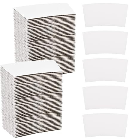 sourcing map 100pcs Disposable Coffee Cup Sleeves, Cardboard Cup Sleeves for Paper Cups Insulation Hand Protection, Hot Drink Holder for Home Office Use White