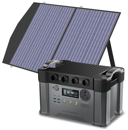 ALLPOWERS 2400W Estación de energía portátil S2000 Pro batería portátil LiFePo4 de 1451Wh generador solar de salida de CA 4x2400W con MPPT y SAI＜15ms (S2000 PRO+SP027(100W))