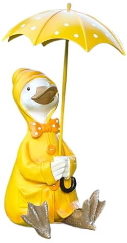 DAGLLGEW Statue de Canard de Jardin Statue de décoration de Canard imperméable Statue Tenant Parapluie de la résine de résine Figurine pour Animaux Amateurs de Jardin décoration extérieur