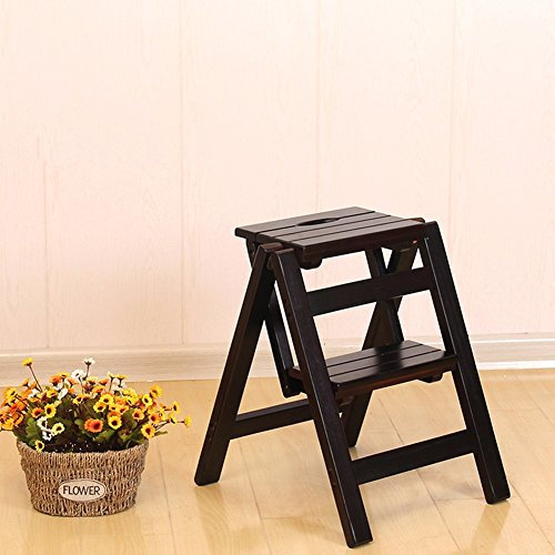 Escabeau pliant multifonction en bois à 2 marches pour usage domestique en intérieur Noir
