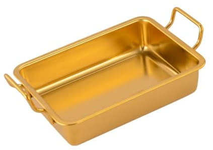 DimyFew Bandeja para Hornear con Manijas para Refrigerios Y Frutas de La Cocina, Oro, Individual