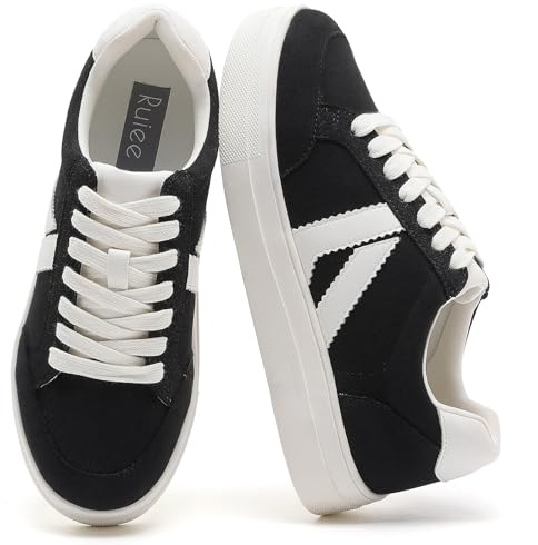 Ruiee Womens Trainers Fashion Sneakers Casual Shoes. | Walking, Running, Lace Up, Casual Comfortable, Trendy Tennis Walking, Stylish Retro