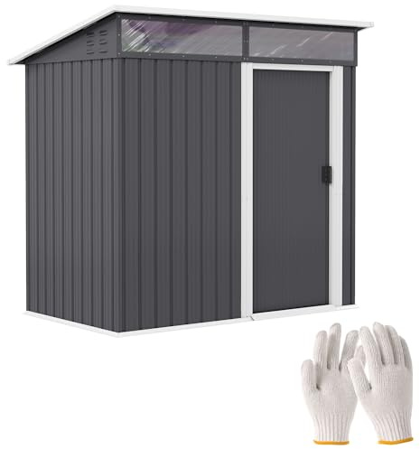Outsunny Caseta de Jardín Exterior 1,9m² 195x122x182 cm Cobertizo de Jardín Exterior con Base Refuerzo (Suelo NO Incluido) Puerta Corredera Ventanas Cobertizo para Terraza Patio Gris Oscuro