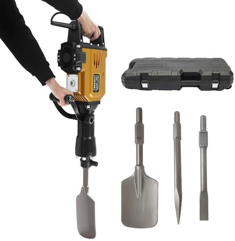 Deinungen 1700W Demolition Hammer Breaker in Case,Electric Jack Hammer Concrete Breaker with Flat Chisel, Scraping Chisel and Point Chisel