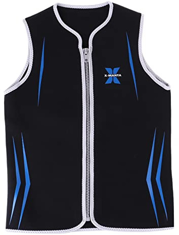 JISADER Chaleco de Neopreno para Hombre, Traje de Buceo, Chaqueta de Baño con Cremallera Frontal Suave, Adecuado para Buceo, Surf, Natación Y Snorkel, Negro, L