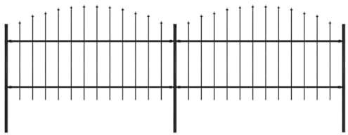 Xhnifbn Recinzione da giardino con punta a lancia, 3,4 m x 1-1,25 m, in acciaio nero, per cani e aiuole, moderna privacy per giardino, balcone e giardino anteriore