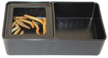 TOYANDONA Ciotola per Alimentazione Rettile Doppia in Plastica Nera Design a Doppia Griglia per Cibo e Acqua, per Alimentazione di Rettili e Scorpioni