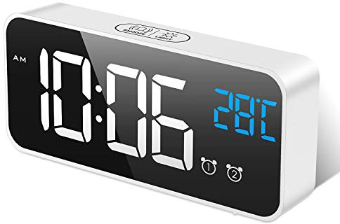 MOSUO Sveglia Digitale, Sveglia da Comodino con Temperatura e LED