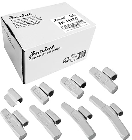 ZERINT Wheel Weight Kit FN Style ;Grey 80 pcs/kit: 5g, 10g, 15g, 20g 15pcs Each, 30g, 40g, 50g, 60g 5pcs Each(FN-M80G)