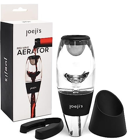 Joeji's Kitchen Aireador de Vino con soporte para goteo - Decantador instantáneo para eliminar los cristales de tartrato amargo - Oxigenizar en segundos - Regalos para amantes del vino