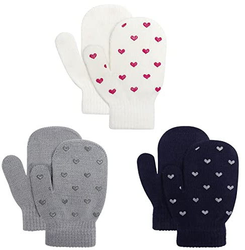 Bonu Toddler Stretch Mittens - Kids Winter Warm Knitted Magic Gloves Cute Dinosaur Paw Star Baby Mittens for 1-5 Year Old Boys and Girls