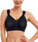 Bafully Damen Postoperativer Halt Sport BH Vorderverschluss Racerback Abnehmbar Gepolsterter BH(Schwarz, XXL)