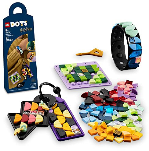 LEGO DOTS Hogwarts Accessories Pack 41808, Harry Potter Themed Jewelry Making Kit with Bracelet, 2 Bag Tags and Stich-on Patch, DIY Craft Toy Set for Kids