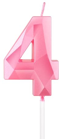 mciskin Pink 4th Birthday Candles, 3D Number 4 Candles for Cake, Girls Boys 4th Birthday Decorations,Pearl Pink Candle Cake Topper Decorations for Birthday Party Weddings Anniversary Supplies