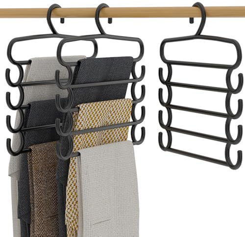 OWill 3 Pack Trouser Hangers, Plastics Space Saving Hangers Trousers Hangers Multi Clothes Hanger Closet Organizers Storage for Pants Scarf Towel Ties