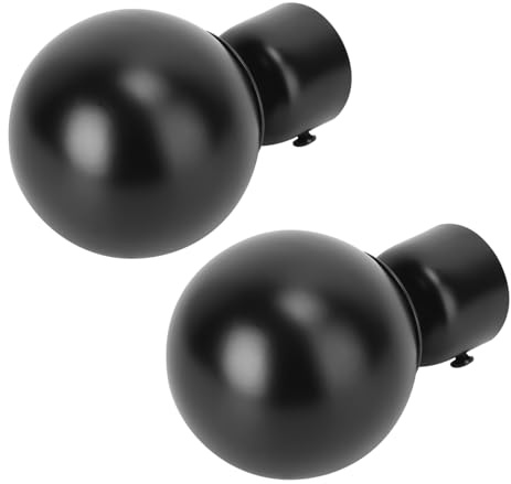 HAMPPLIES Tapa Decorativa para Barra De Cortina 2 Piezas Negro Acero Diseño Bola Redonda Accesorio para Hogar Dormitorio Apartamento