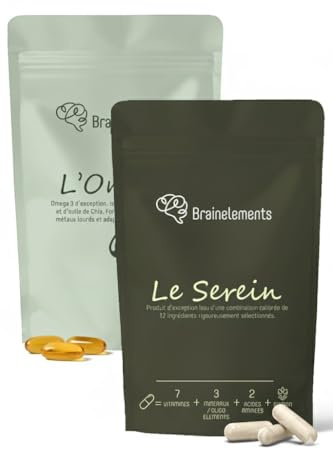 Duo complément alimentaire bien-être mental – Anti-stress, sérénité, calme & soutien de l’humeur – 15 ingrédients rigoureusement sélectionnés : vitamines, Oméga 3, minéraux, acides aminés & safran.