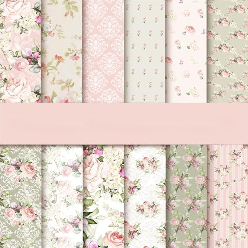 36 Sheets Flower Scrapbook Paper, Decoupage Paper Sheets 6x6 Inch, Patterned Papers for Spring Floral Crafts, Scrapbooking Papers for Scrapbooking and DIY Decor