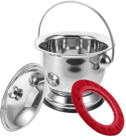POPETPOP Pot de Chambre Urinoir Portable en Acier Inoxydable avec Couvercle Capacité Élevée et Base Antidérapante pour Adultes Seniors pour Usage au Lit Voyage