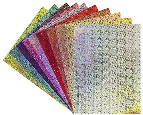 Ideen mit Herz Effekt-Karton, Laserstars, DIN A4, 200 g/m², 10 Farben, 20 Stück, Bastelpapier mit Holographie-Effekt, Stern-Effekt