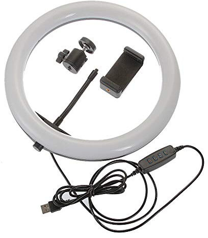 Fotga Kit d'éclairage annulaire : Anneau Lumineux LED à intensité Variable de 10 Pouces avec trépied et Support de téléphone Portable pour l'enregistrement vidéo sur Smartphone Youtube, Anneau