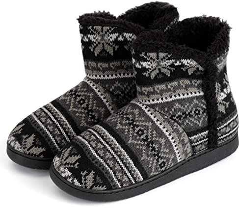 AONEGOLD Pantofole Donna Invernali da Casa Ciabatte Donna Tessuto a Maglia Calde Antiscivolo Stivaletti Imbottiti Scarpe Comode(Nero,Taglia 43-44)