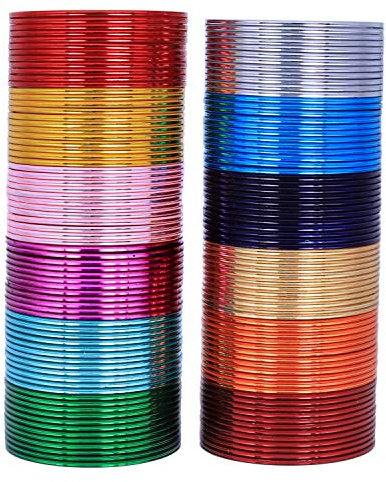 SUKH COLLECTION JEWELLERY(SCJ) Ethnic Traditional Indian Bollywood 144 pcs Multi Color Plain Bangle Bracelet Set Women Wedding Partywear Bridal Arrangement Box Costume Jewelry Set (2.8)