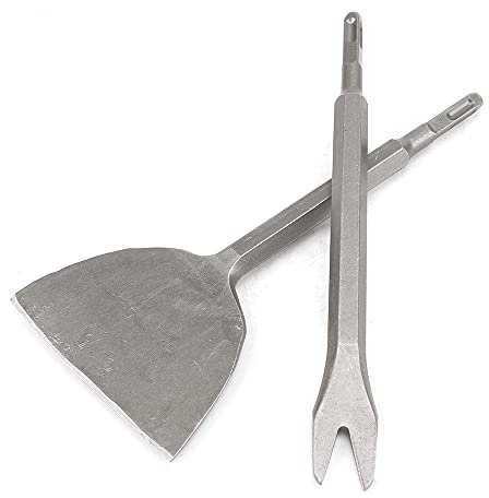 Scalpelli a martello elettrico Flat & Scalpello per piastrelle tipo V Scalpello quadrato a mano largo Scalpello angolato per piastrelle piegate per impieghi gravosi, set 2 pezzi