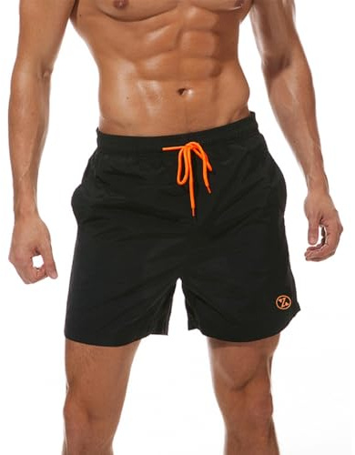 ZOXOZ Maillot de Bain Homme Court Boardshort Plage Étanche Séchage Rapide Avec Filet et Poches Noir 3XL