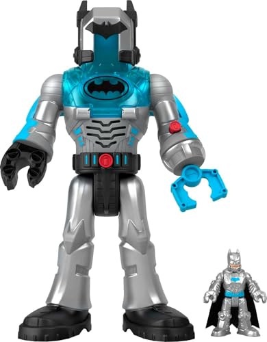 Fisher-Price Imaginext HMK88 - Imaginext DC Super Friends Batman-Spielzeug, 30 cm Roboterspielzeug mit Lichtern, Geräuschen und einsetzbarer Figur, Grau, Spielzeug für Kinder ab 3 Jahren