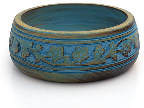 The Great Indian Bazaar Hermoso cuenco decorativo hecho a mano de madera de mango de 15 x 5 cm para servir aperitivos para frutas secas, patatas fritas, mesa de café, mostrador, cuenco para llaves