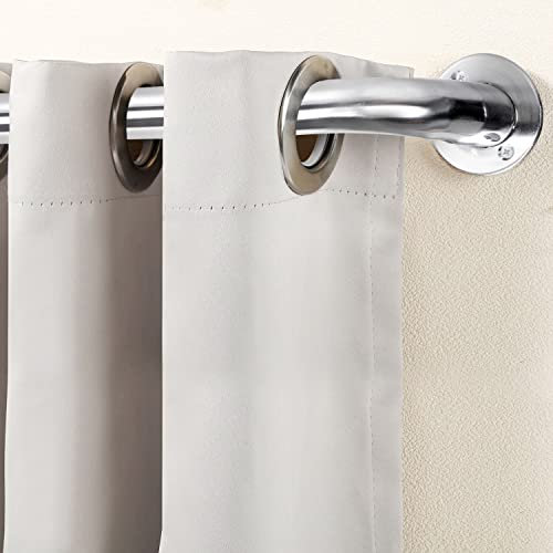 Hafaa Curtain Poles Metal Extendable Room Darkening Blackout Curtain Pole - Adjustable Curtain Rod with Curved Pole Finial, Rings, Brackets & Fittings Set (Chrome, 120-210 Cm (48 to 83 Inches))